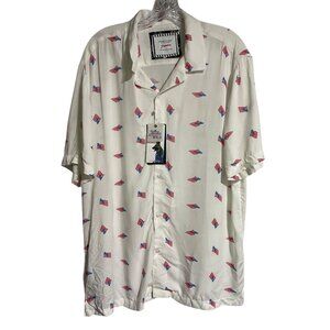 Denim & Flower Ricky Singh Freedom US Flag Mens Shirt Size XL  White Button Up